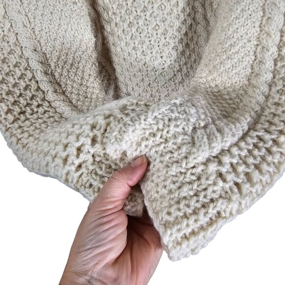 Sheila Handknits Irish Fisherman Sweater S New Wool Cable Knit Beige Chunky - Picture 3 of 7